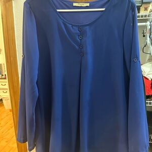 Celeste Royal Blue Blouse with Button Accents